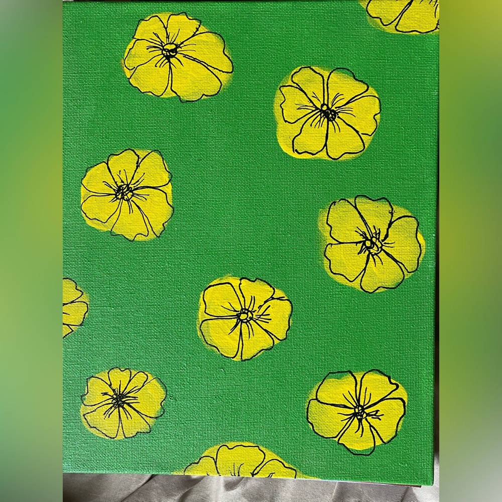 Green/Yellow Floral Painting